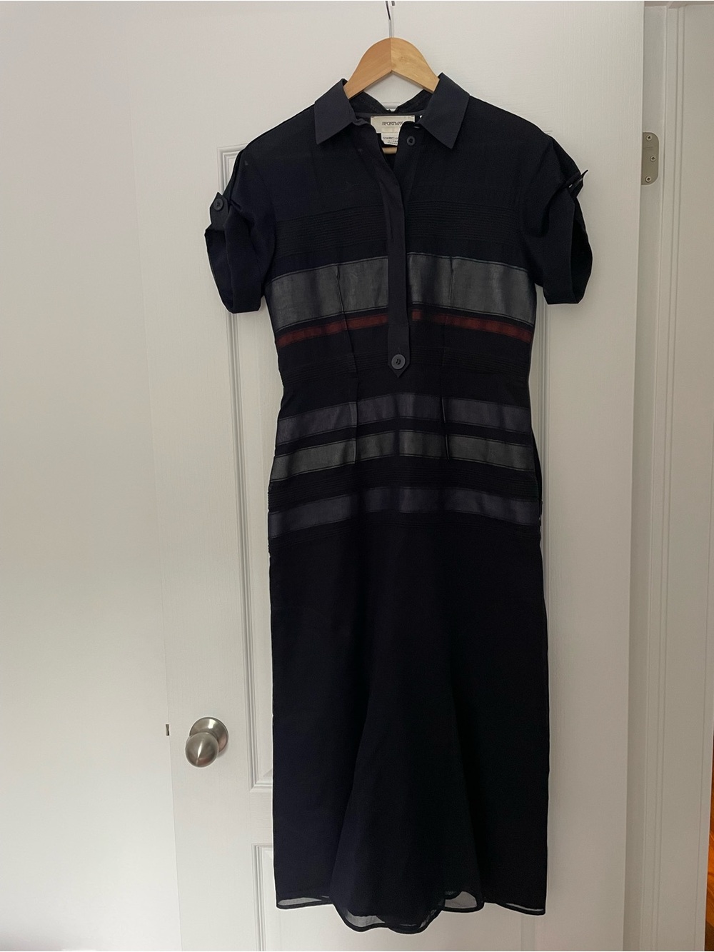 Sportmax Black Midi Dress with Sheer Stripe Panels